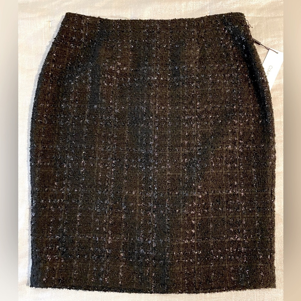 CALVIN KLEIN black boucle skirt, new with tags, size 10